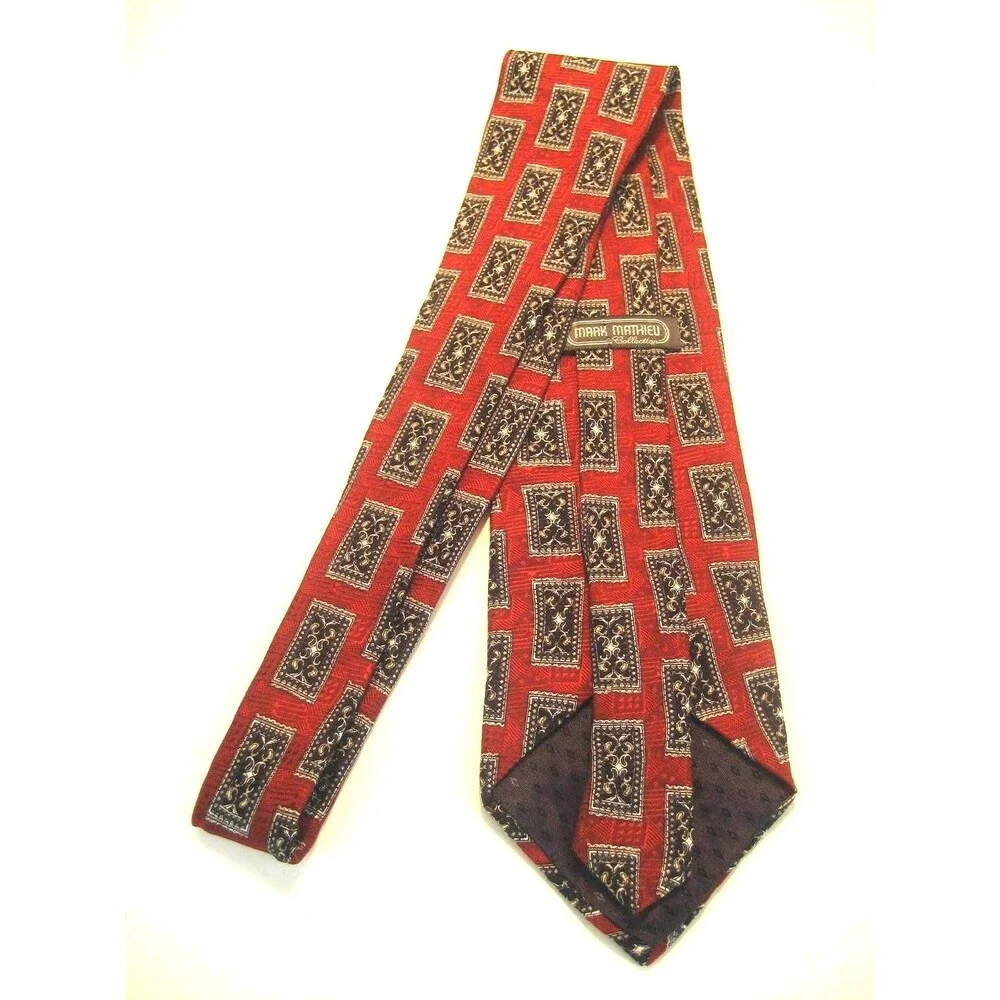 Mark Mathieu 100% Silk Geometric Design Necktie